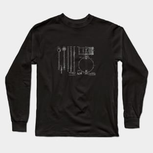 Vintage Patent Prints Drumsticks and Snare Drum Long Sleeve T-Shirt